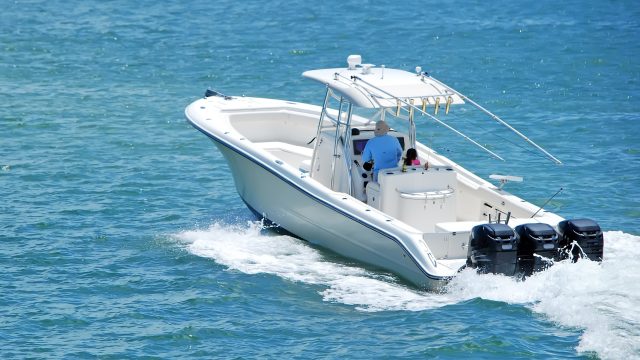 Fishingboat Powered by Three Outboard Engines